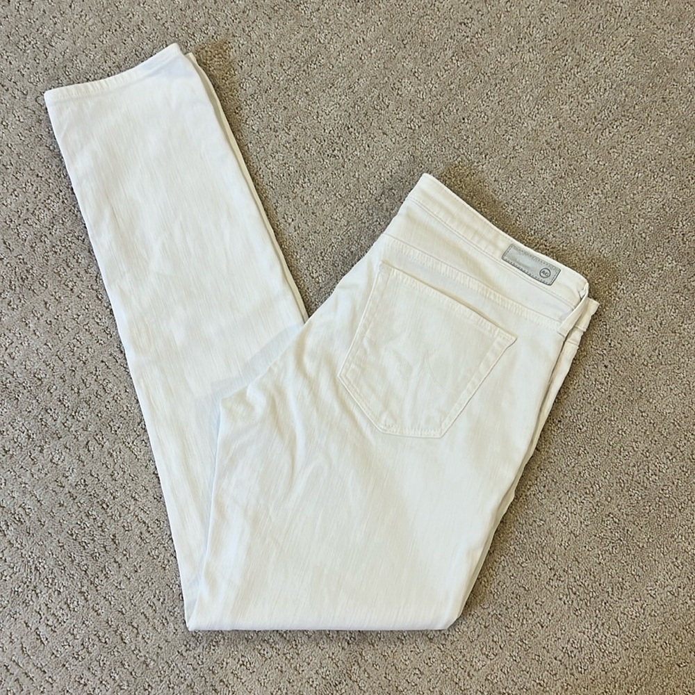 AG The Stilt Cigarette Leg White Denim Jeans